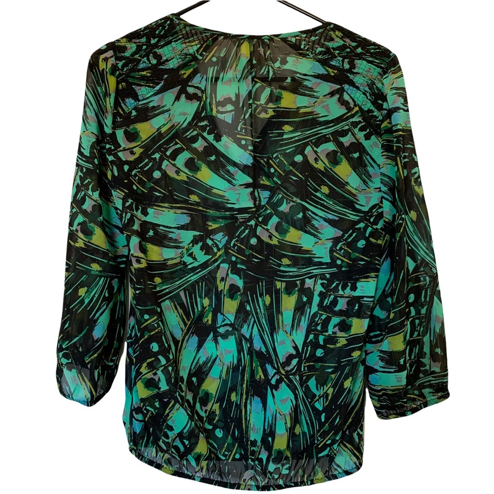 Banana Republic Sheer Green Long Sleeve Blouse Small - Picture 2 of 11